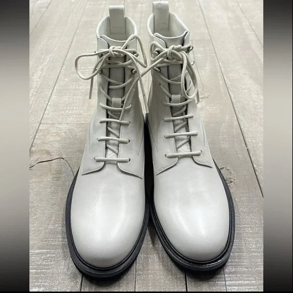 NWT Rag & Bone Slayton Lace Up Leather Boots in Antique White Size 38